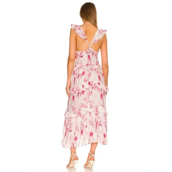 MISA Los Angeles Morrison Dress Abstract Rose Flora - Picture 2 of 7